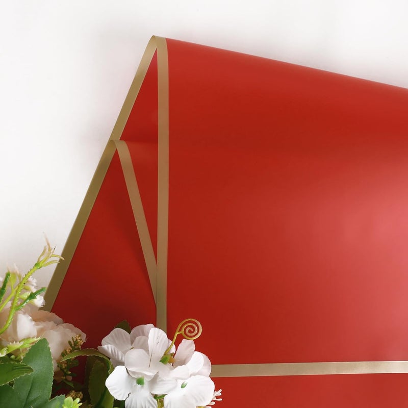 FUHITIM 20 Sheets Flower Wrapping Paper - Waterproof Floral Bouquet Packaging Paper for DIY Crafts，Florist Supplies Packaging Paper for Wedding Birthday Gift (Red) - Image 4